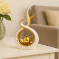 White & Gold Abstract Ceramic Ornament – Modern Decorative Sculpture for Living Room, Shelf & Coffee Table Décor – Minimalist Home Accent, Table Centerpiece Gift for Home Lovers