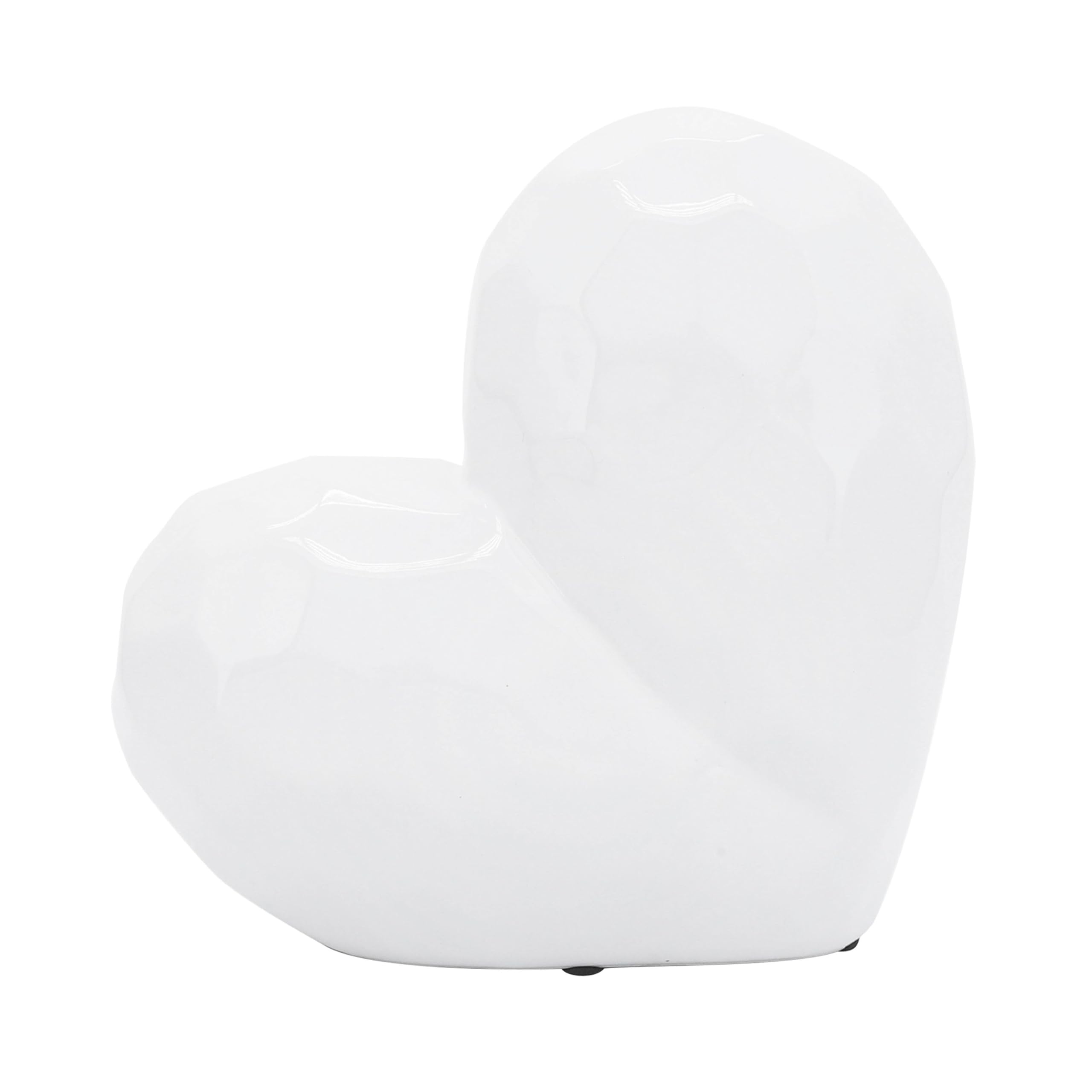 Decorative Ceramic Heart Sculpture for Home Decor - Ornament for Bathroom, Office, and Living Room Decor - Modern Figurine Accent for Bedroom, Shelf Display, and Coffee Table - 12", Red