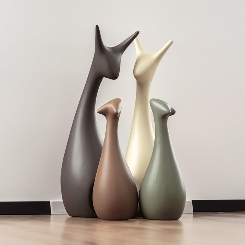 Ceramic Statue,Cat Family Figurines Porcelain,Creative Ceramic Decorative,Crafts Ornaments Home Decor,Memorial Gift for Parents,Suitable for Shelf,Bookself (Nordic Cat Family)