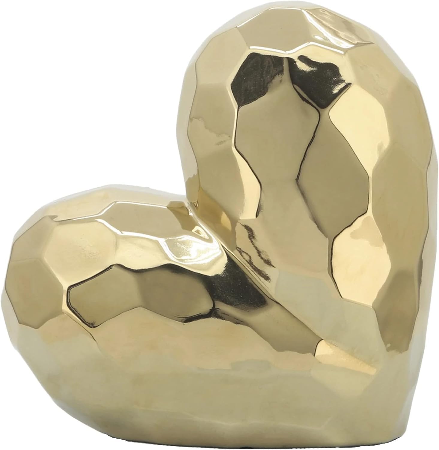 Decorative Ceramic Heart Sculpture for Home Decor - Ornament for Bathroom, Office, and Living Room Decor - Modern Figurine Accent for Bedroom, Shelf Display, and Coffee Table - 12", Red
