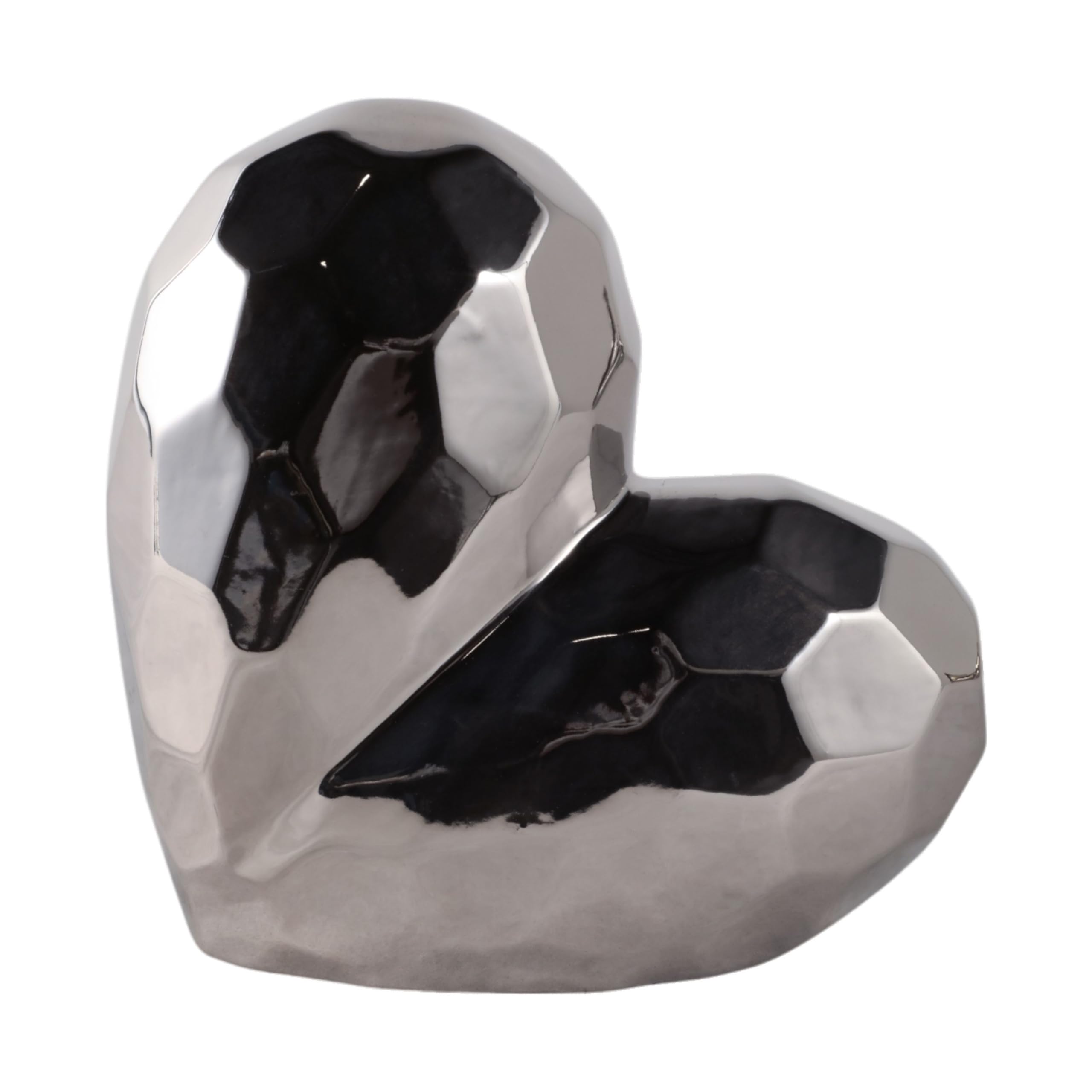 Decorative Ceramic Heart Sculpture for Home Decor - Ornament for Bathroom, Office, and Living Room Decor - Modern Figurine Accent for Bedroom, Shelf Display, and Coffee Table - 12", Red