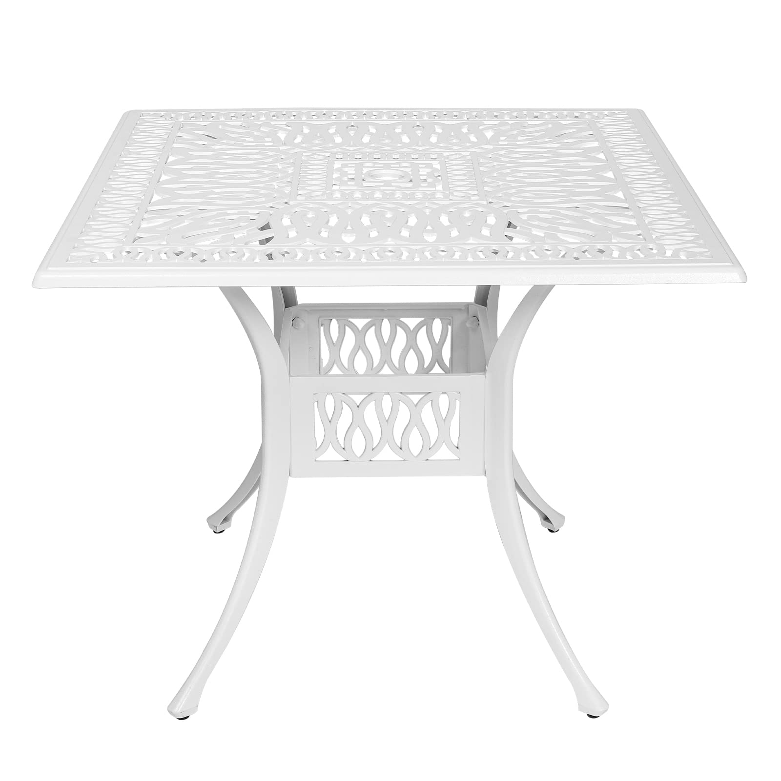 MEETWARM Outdoor Dining Table, All-Weather Cast Aluminum 42" Rectangle Patio Dining Table, 200 LBS Heavy Duty Patio Bistro Table for Balcony Poolside Deck Garden & Indoor Use, Dark Bronze