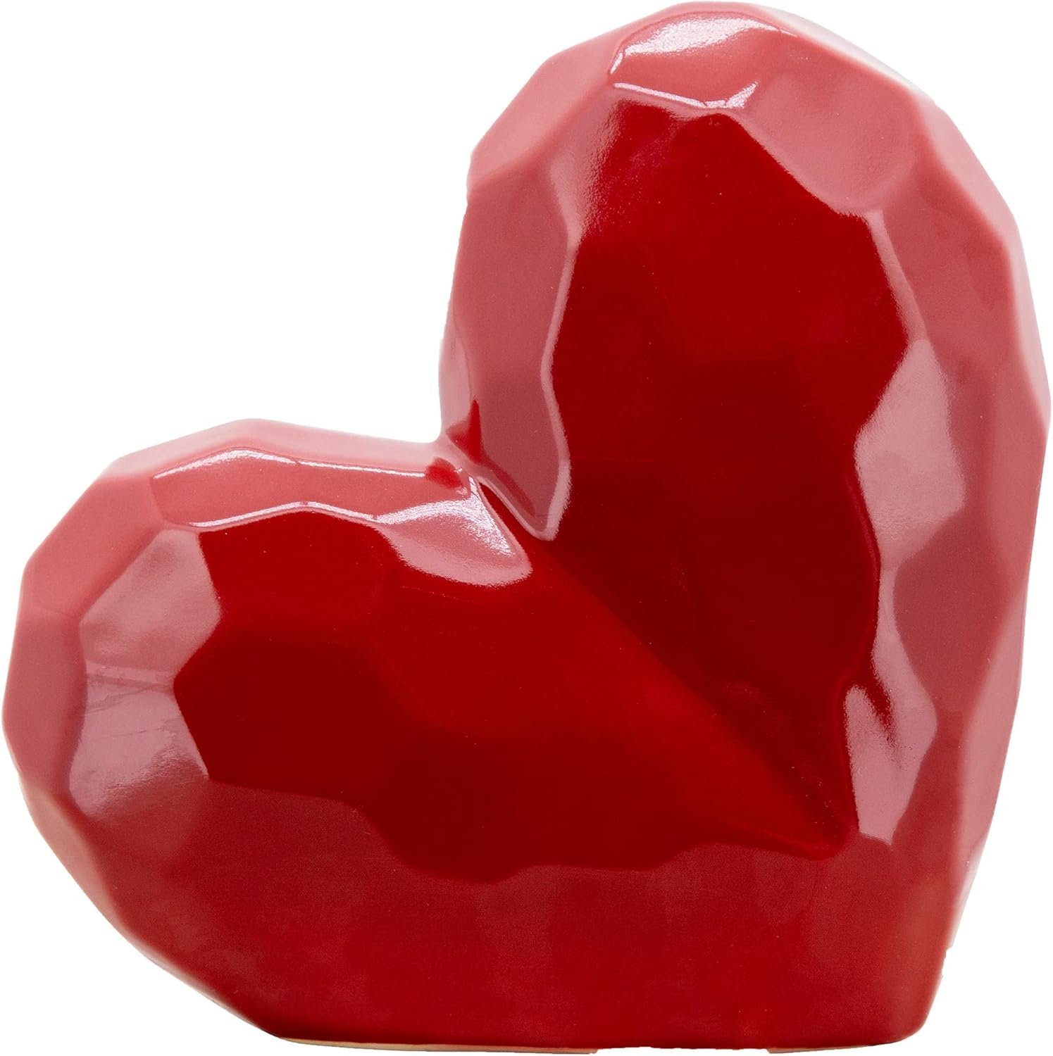 Decorative Ceramic Heart Sculpture for Home Decor - Ornament for Bathroom, Office, and Living Room Decor - Modern Figurine Accent for Bedroom, Shelf Display, and Coffee Table - 12", Red