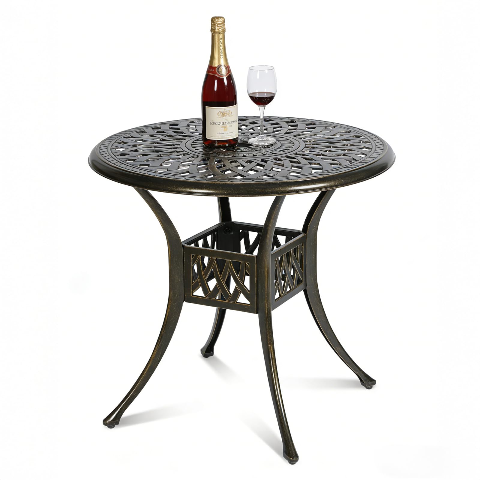 MEETWARM Outdoor Dining Table, All-Weather Cast Aluminum 42" Rectangle Patio Dining Table, 200 LBS Heavy Duty Patio Bistro Table for Balcony Poolside Deck Garden & Indoor Use, Dark Bronze