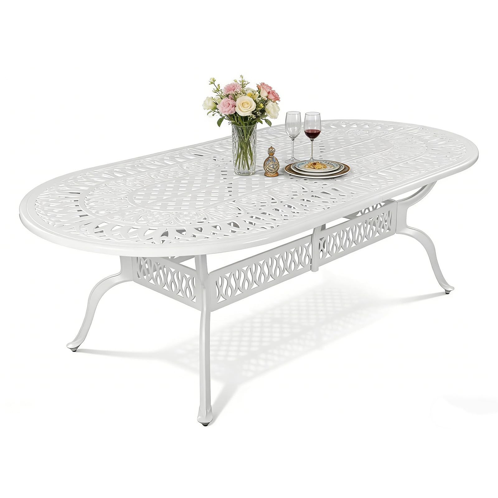 MEETWARM Outdoor Dining Table, All-Weather Cast Aluminum 42" Rectangle Patio Dining Table, 200 LBS Heavy Duty Patio Bistro Table for Balcony Poolside Deck Garden & Indoor Use, Dark Bronze
