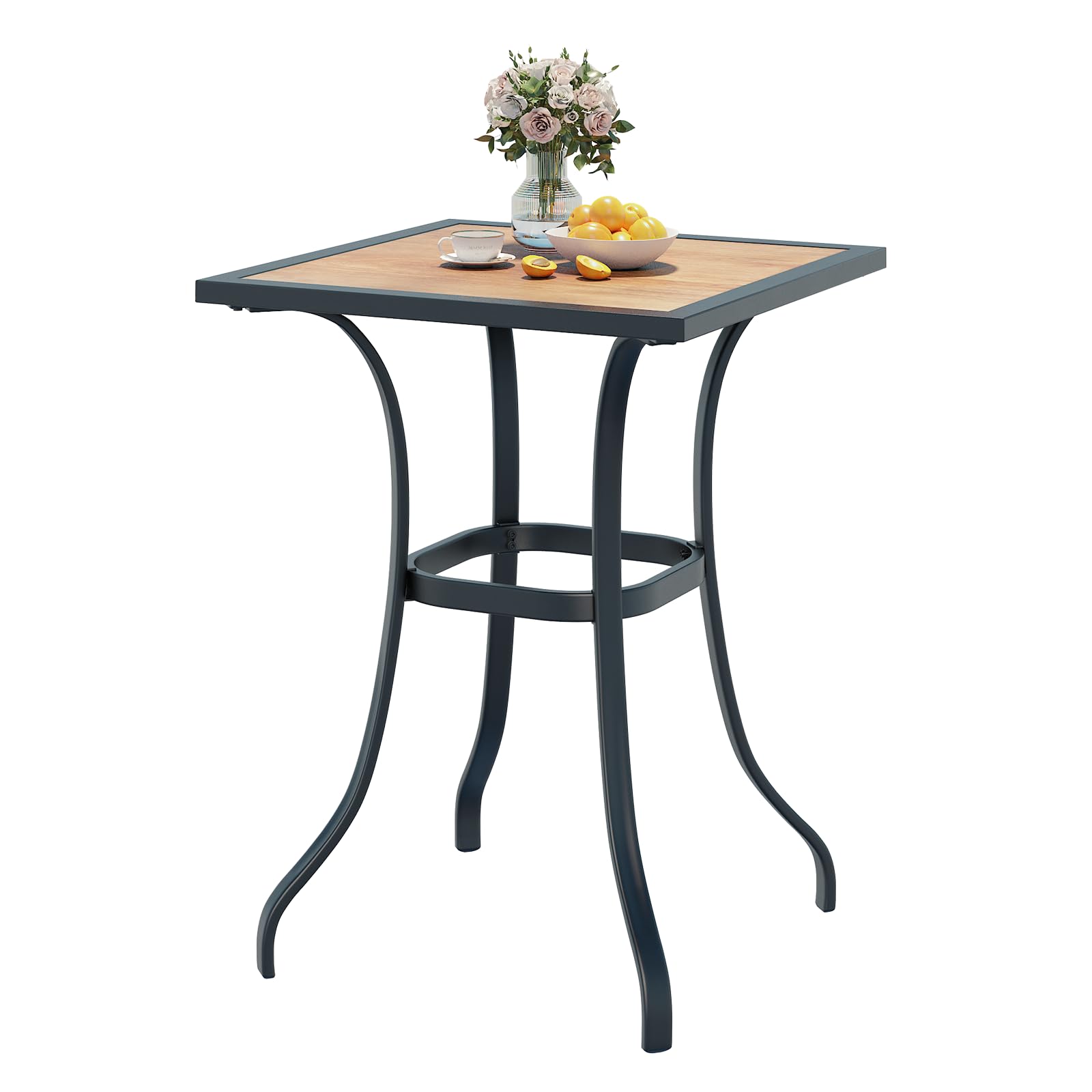 AECOJOY 60" Outdoor Dining Table, Aluminum Patio Table with Wood-Plastic Composite Tabletop,6 Seater Dining Table for Backyard Garden