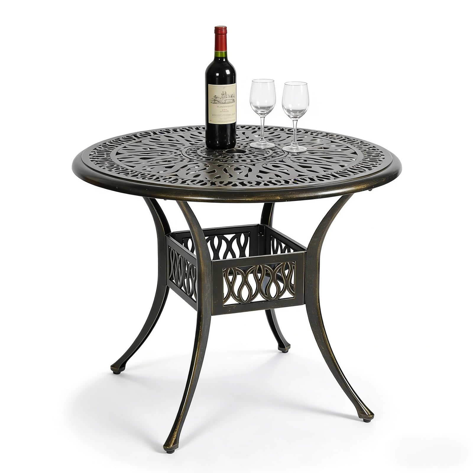 MEETWARM Outdoor Dining Table, All-Weather Cast Aluminum 42" Rectangle Patio Dining Table, 200 LBS Heavy Duty Patio Bistro Table for Balcony Poolside Deck Garden & Indoor Use, Dark Bronze