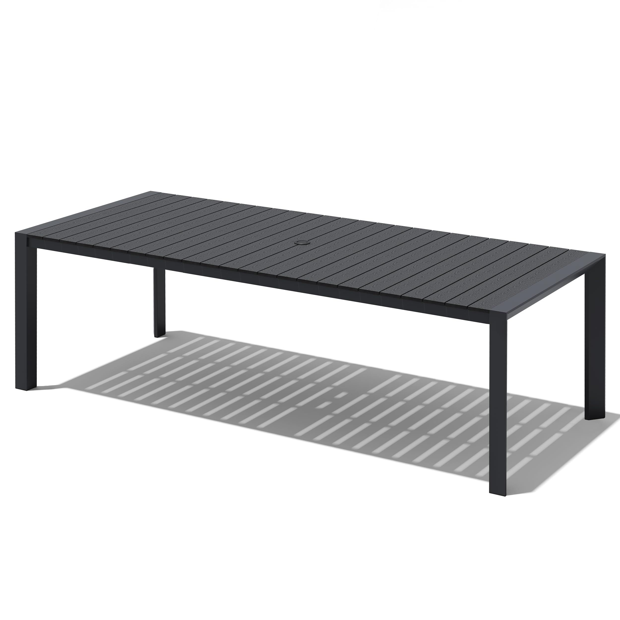 Crestlive Products Outdoor Dining Table for 6, 71in Aluminum Patio Dining Table with Umbrella Hole Weather-Resistant Rectangle Outside Table for Garden Backyard Indoor, Black