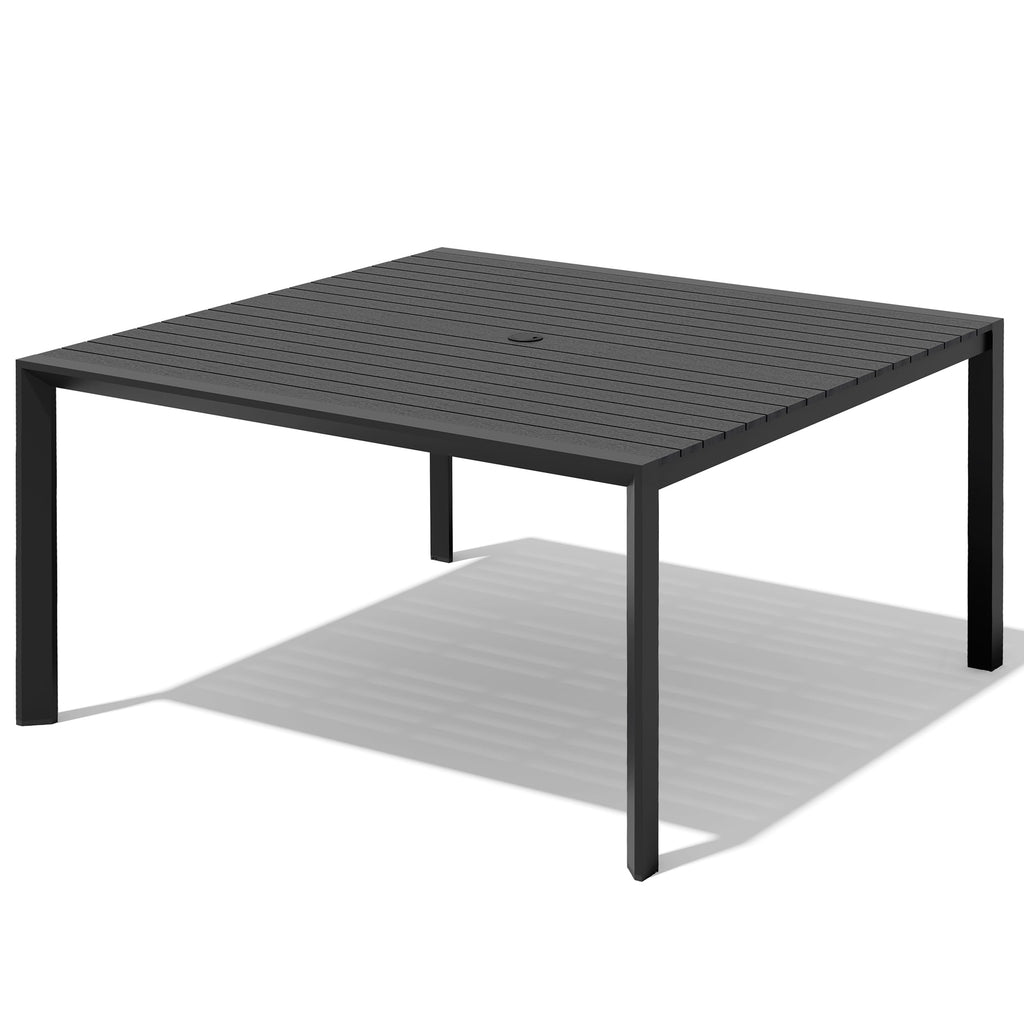 Crestlive Products Outdoor Dining Table for 6, 71in Aluminum Patio Dining Table with Umbrella Hole Weather-Resistant Rectangle Outside Table for Garden Backyard Indoor, Black