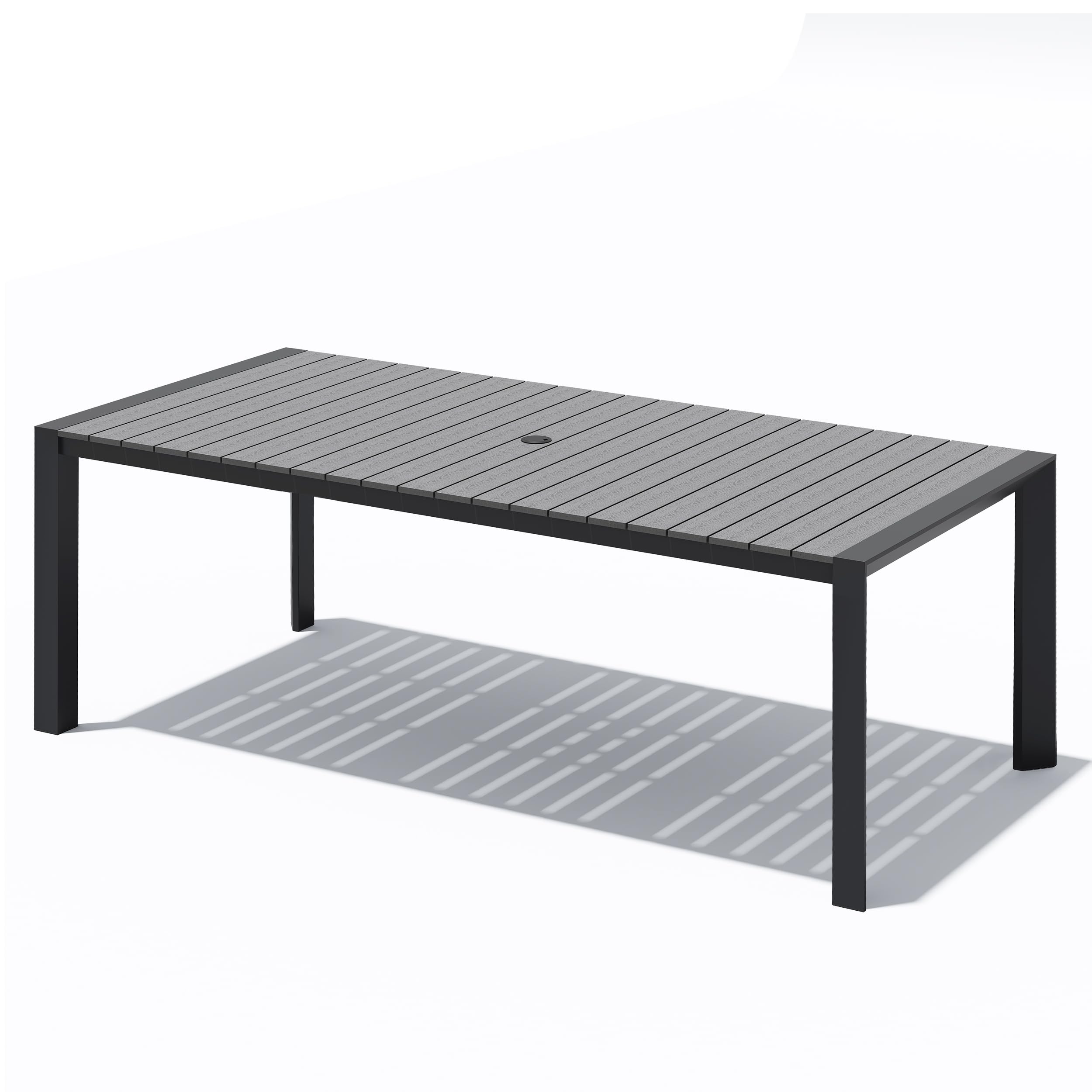 Crestlive Products Outdoor Dining Table for 6, 71in Aluminum Patio Dining Table with Umbrella Hole Weather-Resistant Rectangle Outside Table for Garden Backyard Indoor, Black