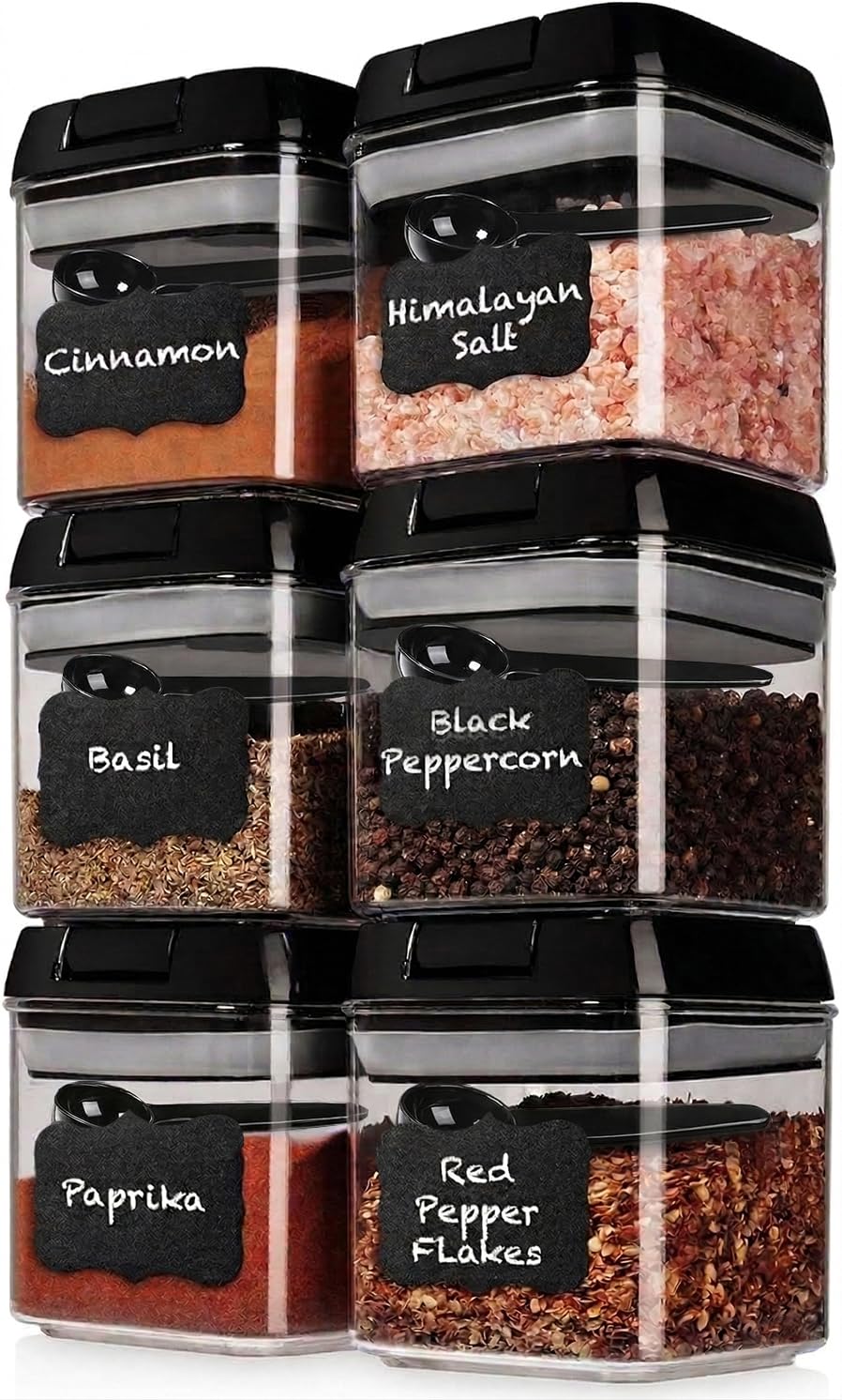 Shazo 9 PC Airtight Food Storage Containers - BPA Free Clear Plastic Snack & Spice Containers with Easy Lock Lids - Kitchen and Pantry Organization for Herbs, Coffee, Tea - 0.5L / 2.1 Cups