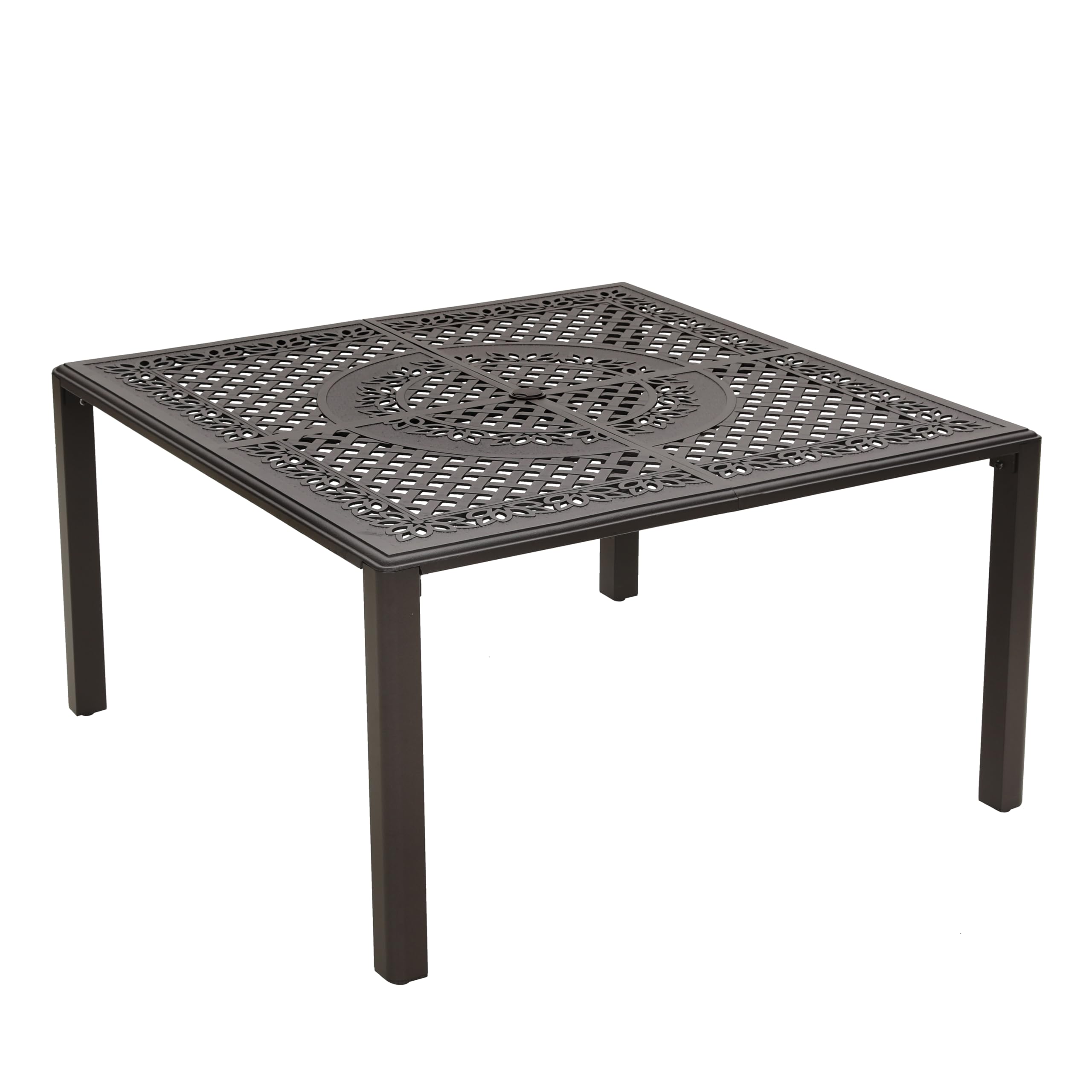 Sophia & William Outdoor Dining Table 6-Person Round Cast Aluminium, Patio Bistro Table with 2.2" Umbrella Hole for Porch Backyard, Bronze