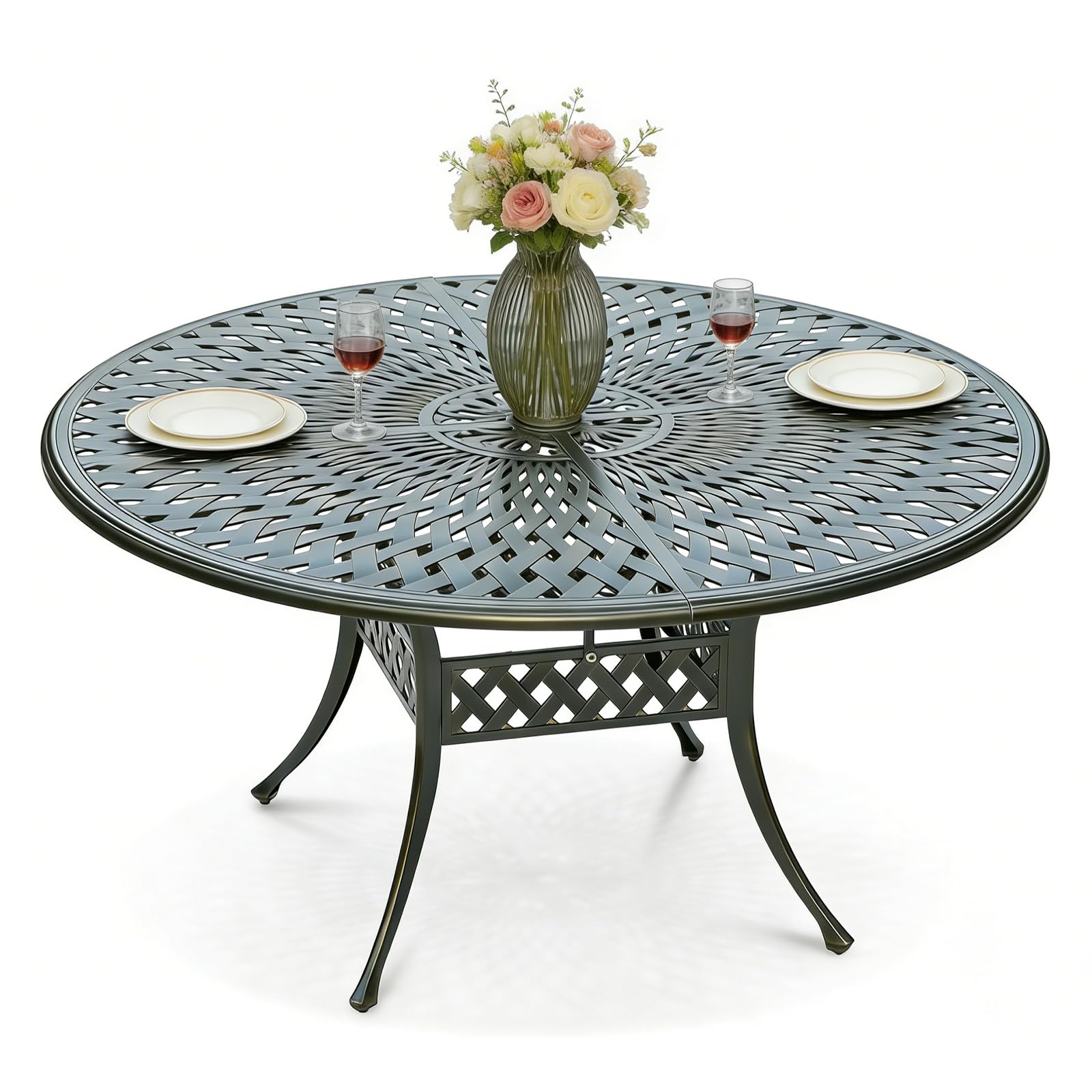 MEETWARM Outdoor Dining Table, All-Weather Cast Aluminum 42" Rectangle Patio Dining Table, 200 LBS Heavy Duty Patio Bistro Table for Balcony Poolside Deck Garden & Indoor Use, Dark Bronze