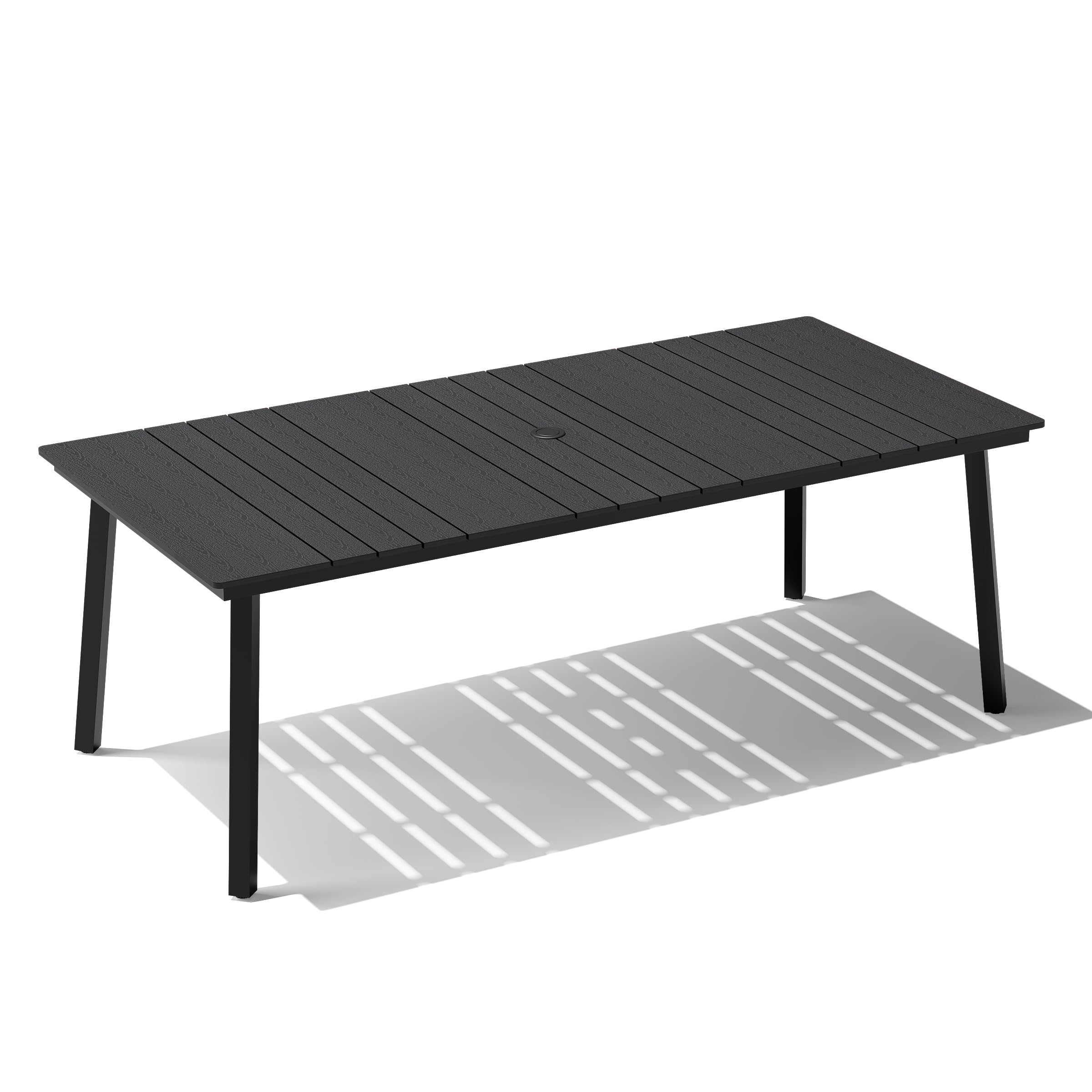 Crestlive Products Outdoor Dining Table for 6, 71in Aluminum Patio Dining Table with Umbrella Hole Weather-Resistant Rectangle Outside Table for Garden Backyard Indoor, Black