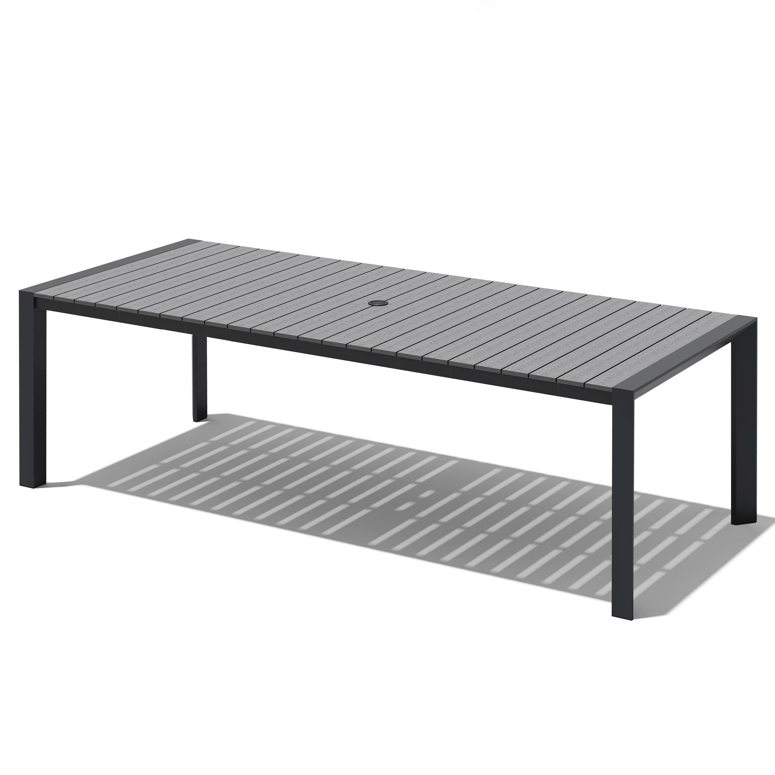 Crestlive Products Outdoor Dining Table for 6, 71in Aluminum Patio Dining Table with Umbrella Hole Weather-Resistant Rectangle Outside Table for Garden Backyard Indoor, Black