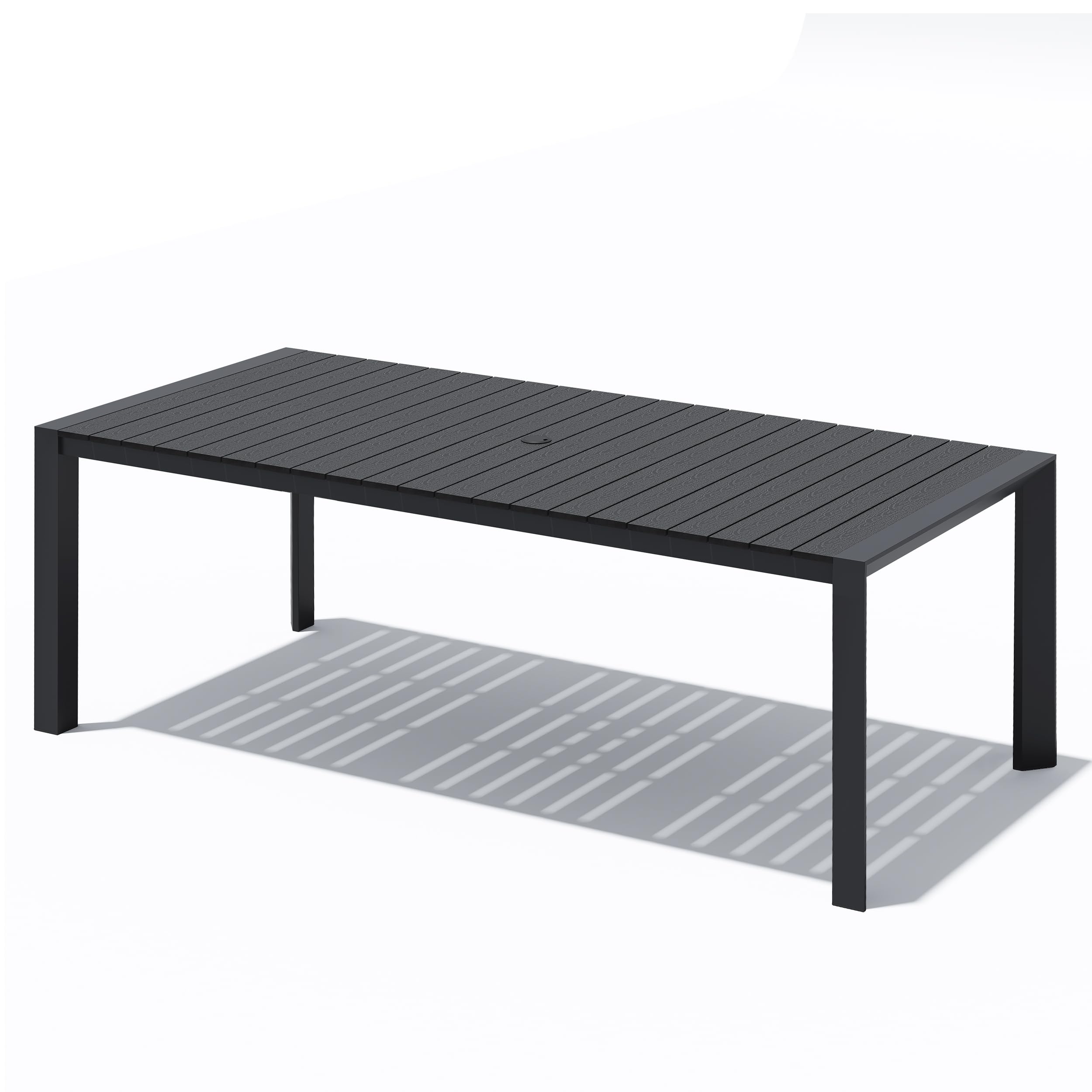 Crestlive Products Outdoor Dining Table for 6, 71in Aluminum Patio Dining Table with Umbrella Hole Weather-Resistant Rectangle Outside Table for Garden Backyard Indoor, Black