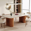 Tribesigns 78.7" Sintered Stone Dining Table for 8-10，Luxury Rectangular Kitchen Table with Solid Wood Legs, Mid-Century Dining Room Table for Living Room