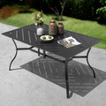 NUU GARDEN 60" Outdoor Dining Table with 2.09" Umbrella Hole, All Weather Cast Aluminum Outdoor Patio Table, 6-8 Person Rectangle Dining Table, Backyard Bistro Table for Garden, Poolside, Black